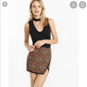 Express Jacquard Mini Skirt with Leather Trim